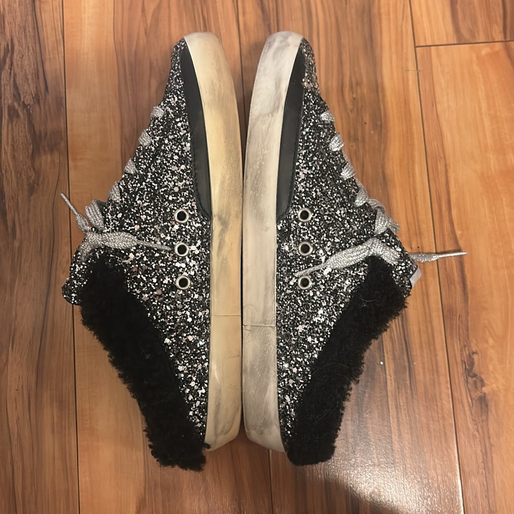 Golden Goose Black and Silver Glitter Sneakers - Picture 7 of 7